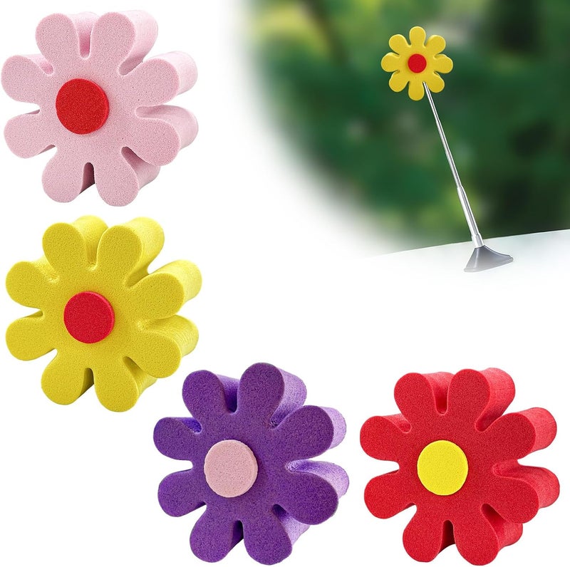 ZNDAW 4PCS Daisy Car Antenna Topper, EVA Foam Daisy Antenna Decoration Rearview Mirror Dangler, Automotive Roof Toppers Lovely Flower Aerial Ball Cute Dashboard Accessory for Women Men - Image 1